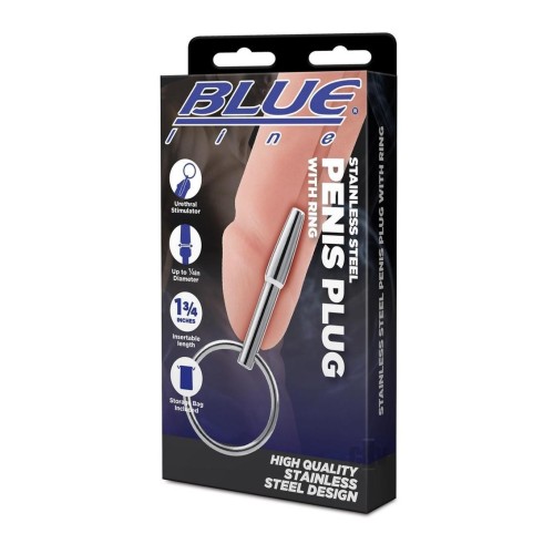 Blueline Steel Penis Plug with Ring