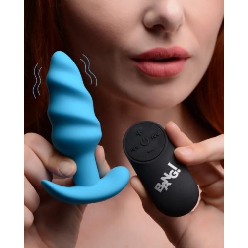 Plug Anal Vibrante de Silicona con Control Remoto 21x Azul