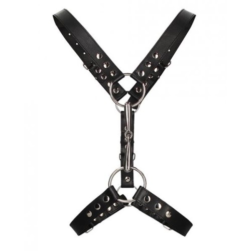 Men's Harness with Metal Bit Black Bondage Gear