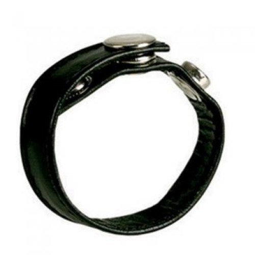 Adjustable Black Leather Cock Ring for Enhanced Control