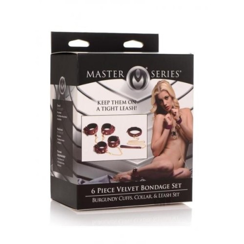 Ms Velvet 6pc Bondage Set Burgundy