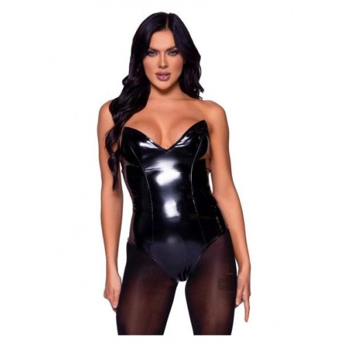 Vinyl Boned Bodysuit for Daring Fashion