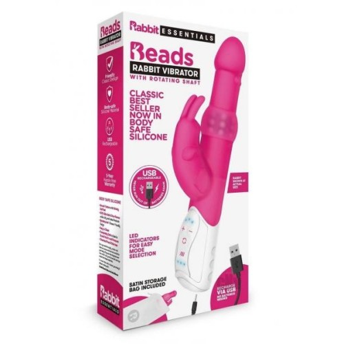 Vibrador Conejo Recargable con Eje Rotatorio Rosa Fucsia