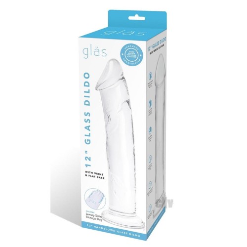 Dildo with Veins Flat Base Glass 12