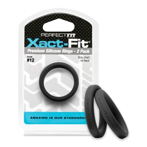 Perfect Fit Xact Fit #12 Black Cock Rings Pack of 2