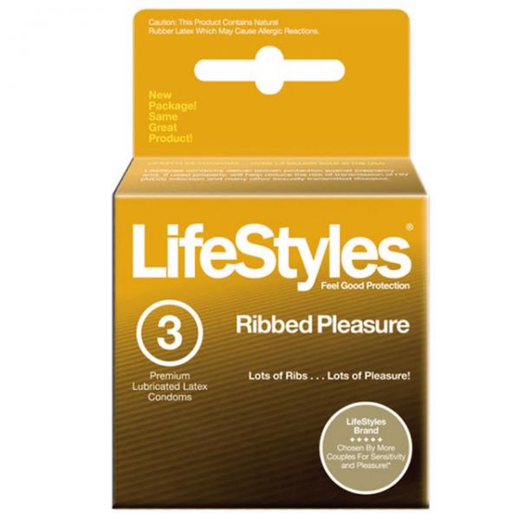 Lifestyles Condom Ribbed Pleasure Lubricated 3 Pack - Condoms