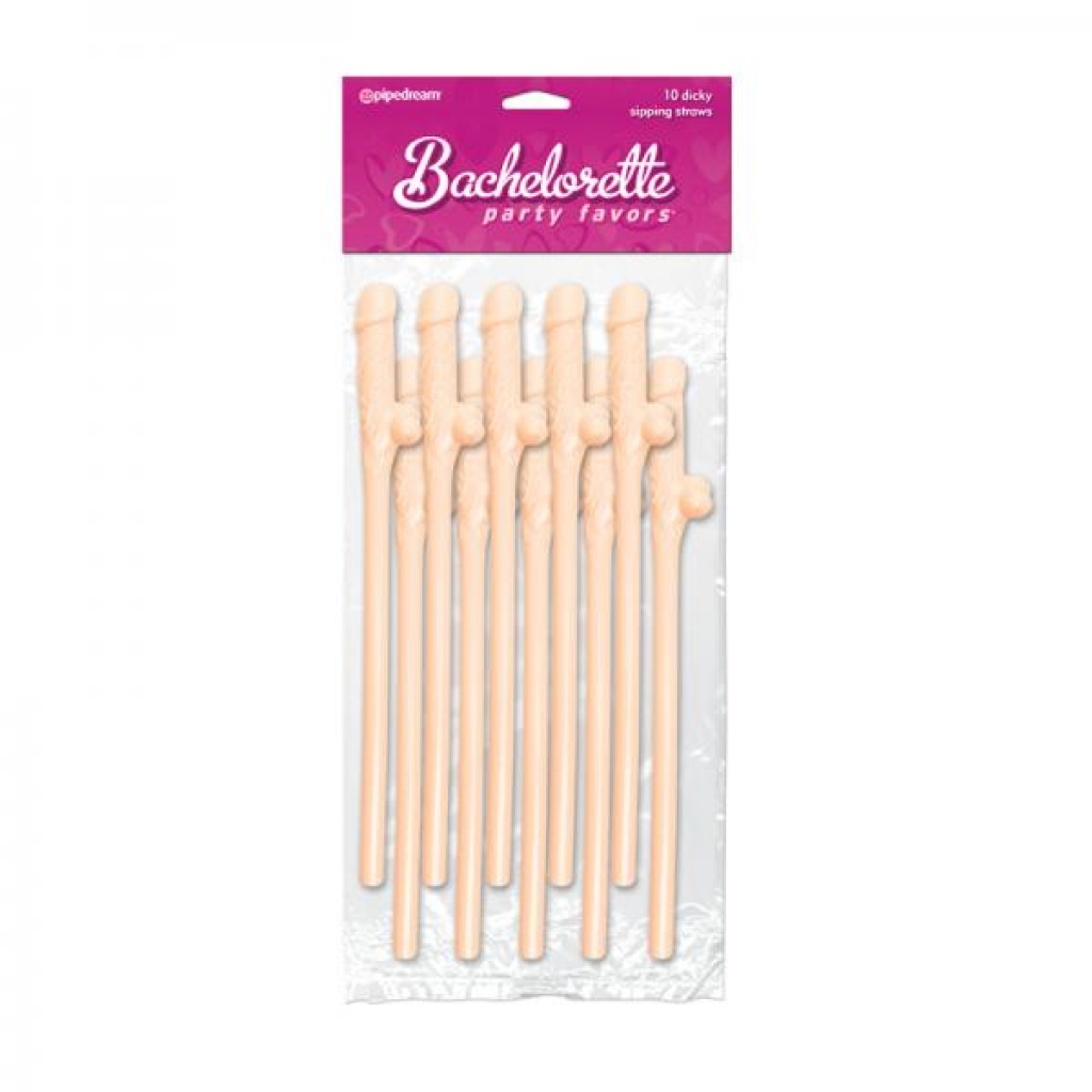 Bachelorette Party Favors Dicky Sipping Straws Beige 10pc. - Serving Ware
