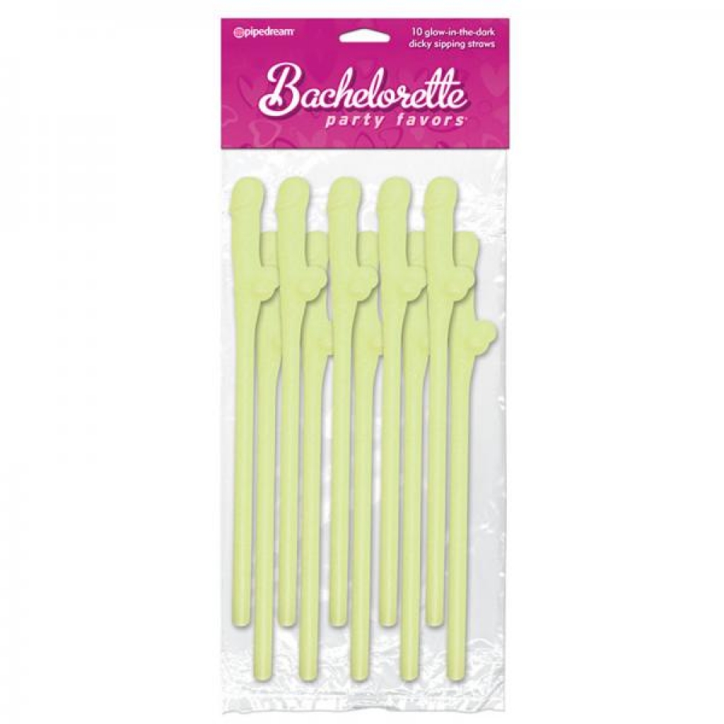 Bachelorette Party Favors Dicky Sipping Straws Glow In The Dark 10pc. - Serving Ware
