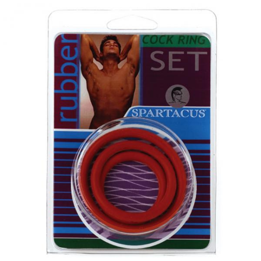 Spartacus Cock Ring Set (3 Rubberrings/blue) - Cock Ring Trios