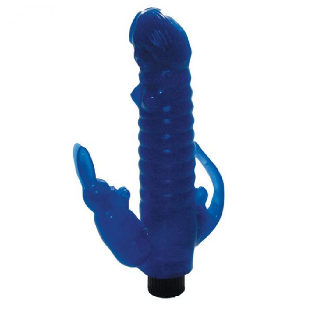 Ribbed Bunny Vibrator With Anal Tickler (blue) - Rabbit Vibrators
