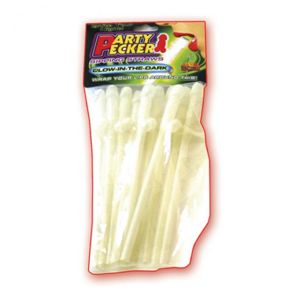 Party Pecker Sipping Straws Glow 10 Pack - Serving Ware