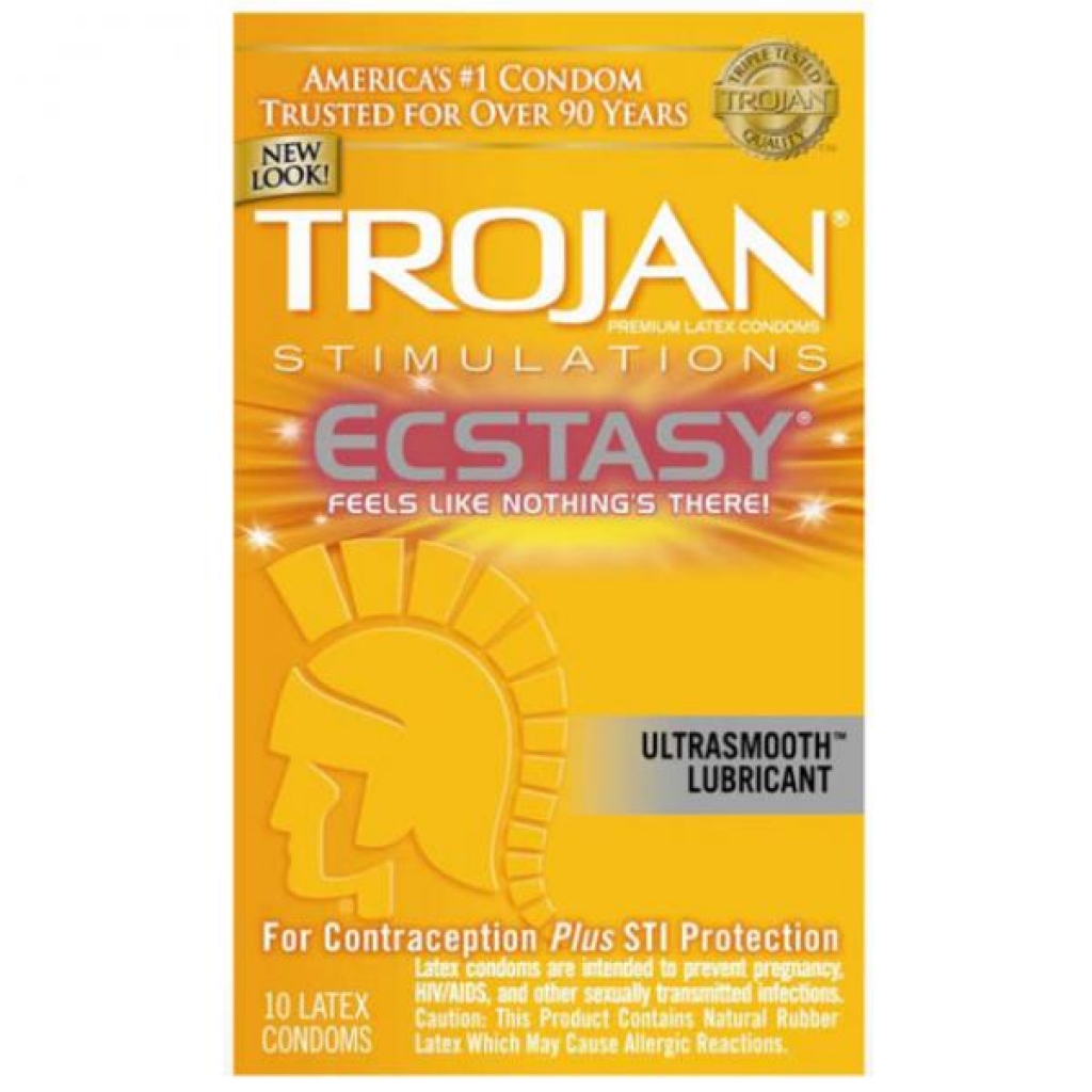 Trojan Ecstasy Ultra Ribbed Condoms With Ultrasmooth Lubricant - Condoms