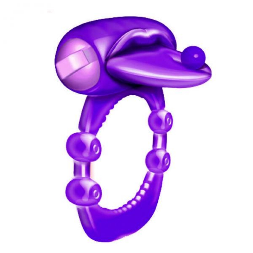 Xtreme Vibe Pierced Tongue Purple Ring - Couples Vibrating Penis Rings