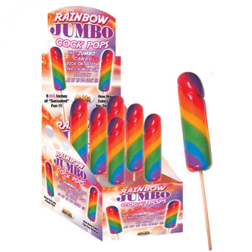 Rainbow Jumbo Cock Pops (display) - Adult Candy and Erotic Foods