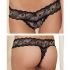 Crotchless Lace V Thong Black Small/Medium - Babydolls & Slips