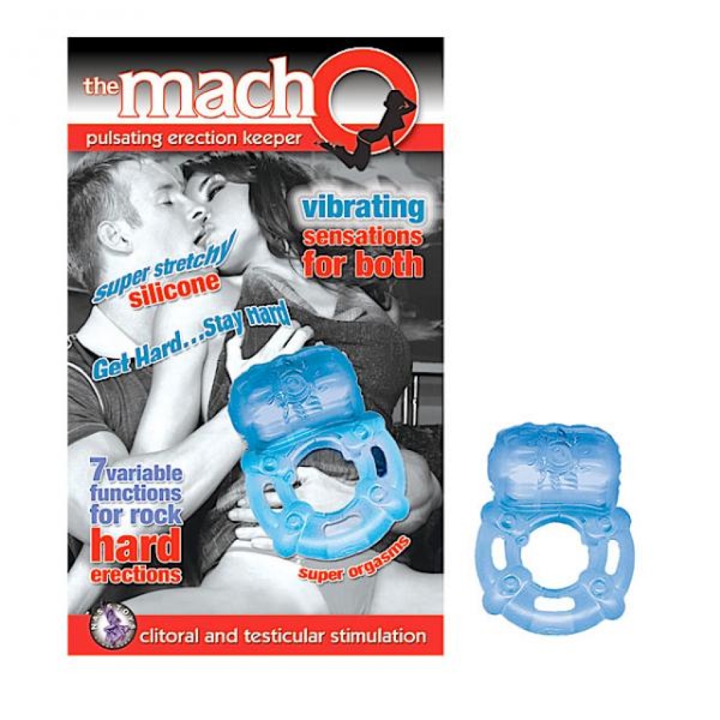 Macho Pulsating Erection Keeper (blue) - Couples Vibrating Penis Rings