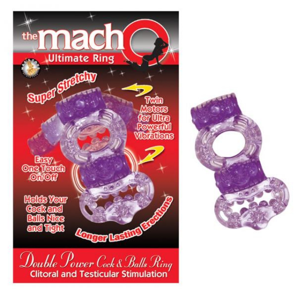 Macho 2x Power Cock/ball Ring (purple) - Couples Vibrating Penis Rings
