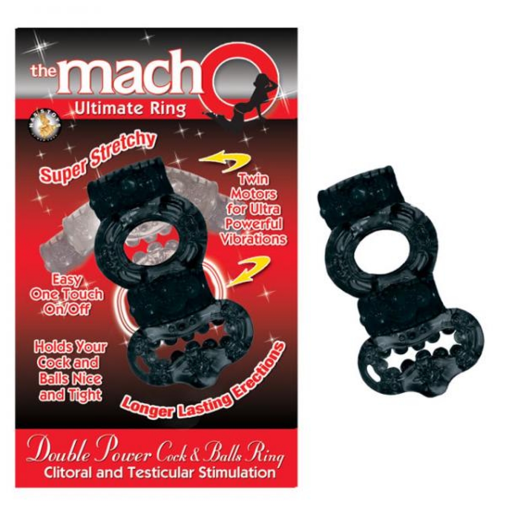 Macho 2x Power Cock/ball Ring (black) - Couples Vibrating Penis Rings