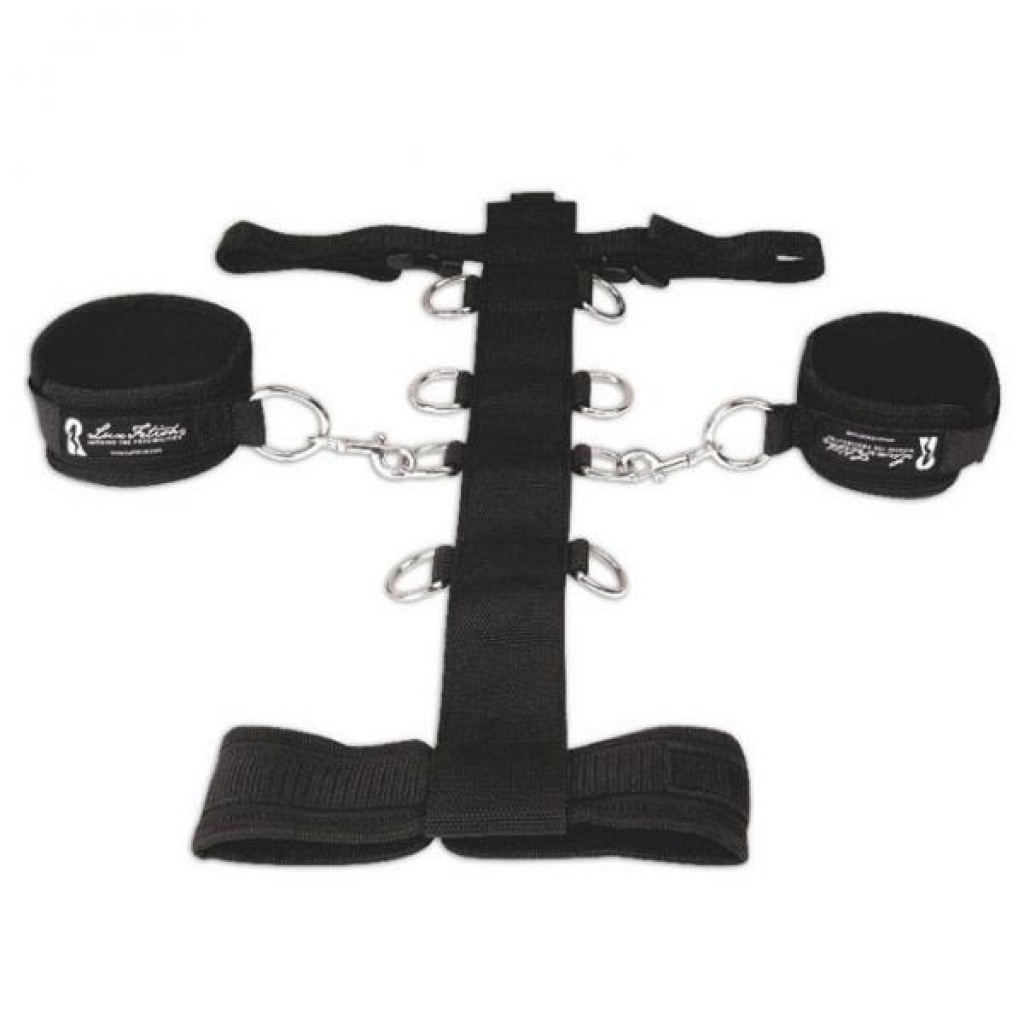 Lux Fetish Adjustable Neck & Wristraint Set Black - BDSM Kits