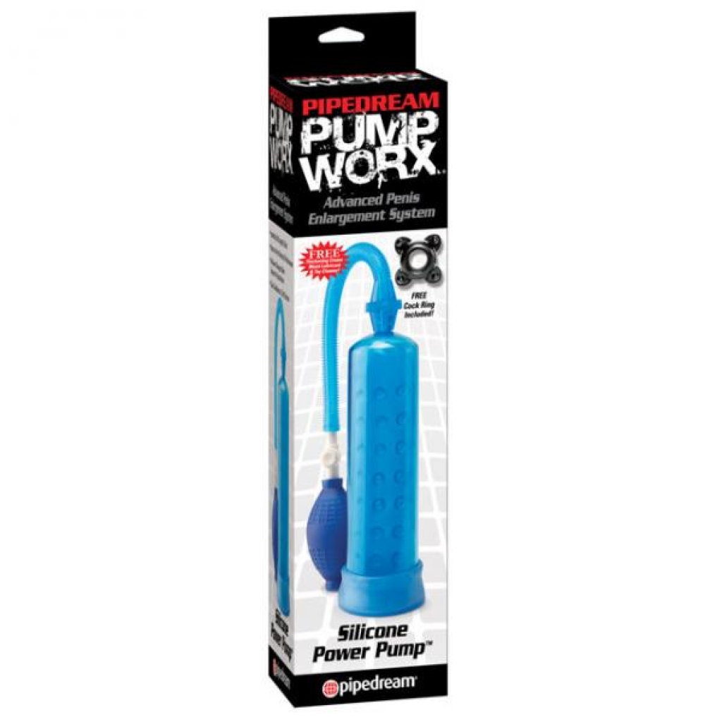 Pump Worx Silicone Power Pump Blue - Penis Pumps