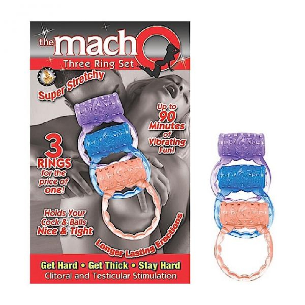 Macho Three Ring Set (assorted) - Couples Vibrating Penis Rings