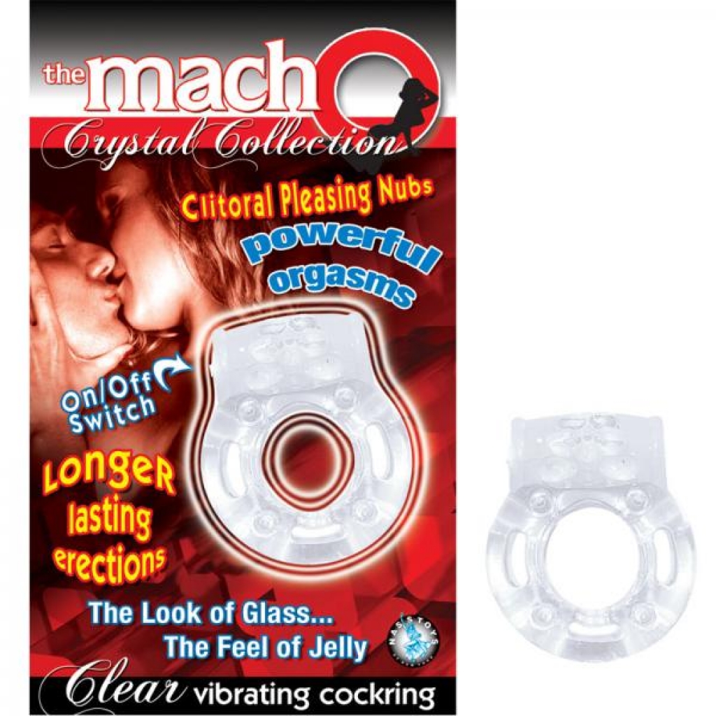 The Macho Crystal Collection Vibrating Cock Ring (clear) - Couples Vibrating Penis Rings