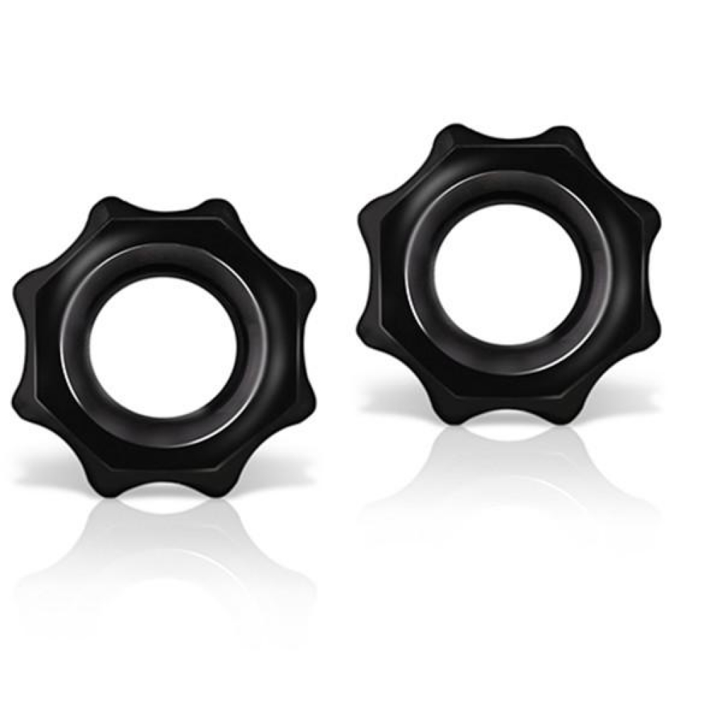 Stay Hard Nutz 2 Black Cock Rings - Adjustable & Versatile Penis Rings