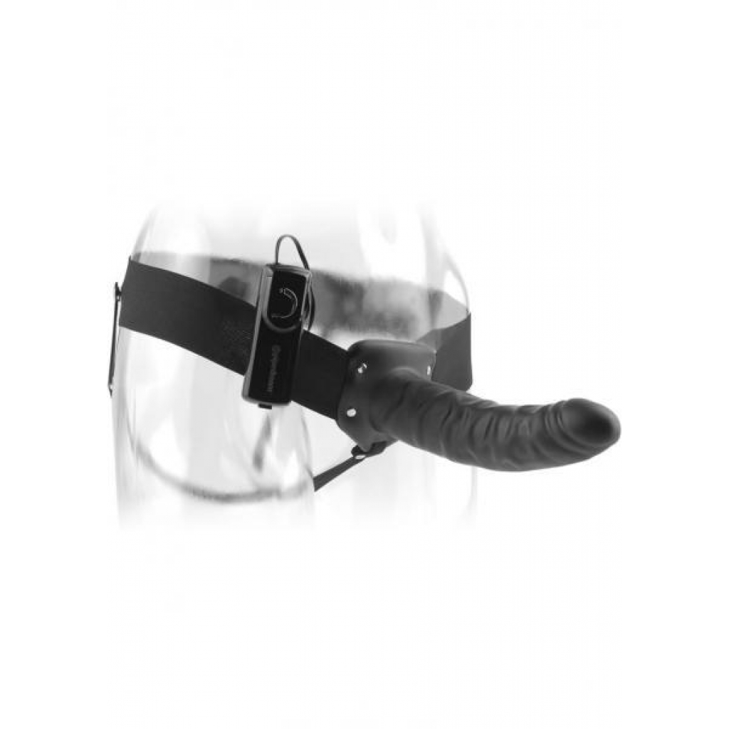 Fetish Fantasy 8in Vibrating Hollow Strap-on Black - Hollow Strap-ons