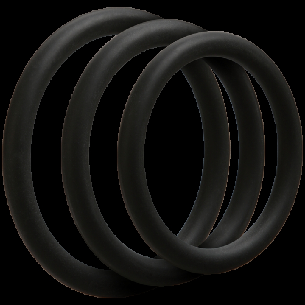 Optimale 3 Silicone C-Ring Set Thin Black - Cock Ring Trios
