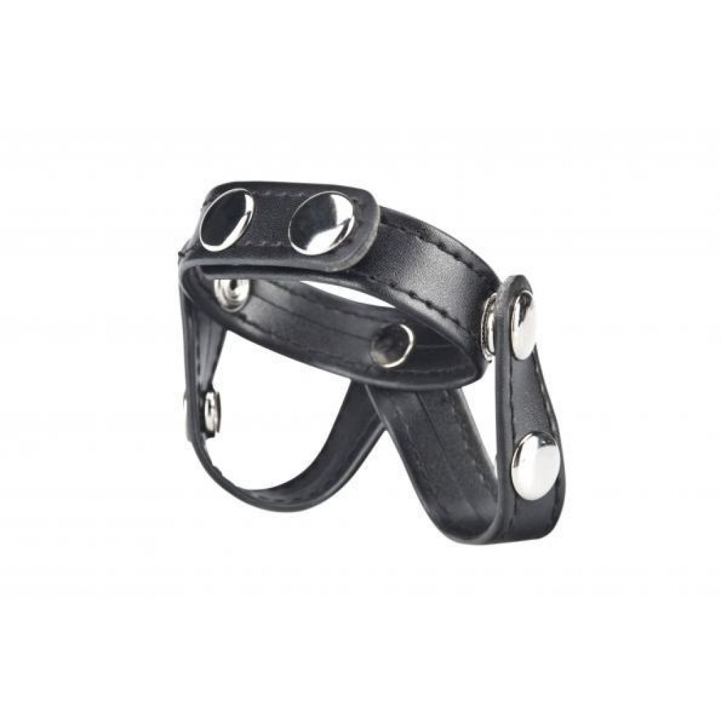 C & B Gear V-Style Cock Ring with Ball Divider Black - Mens Cock & Ball Gear