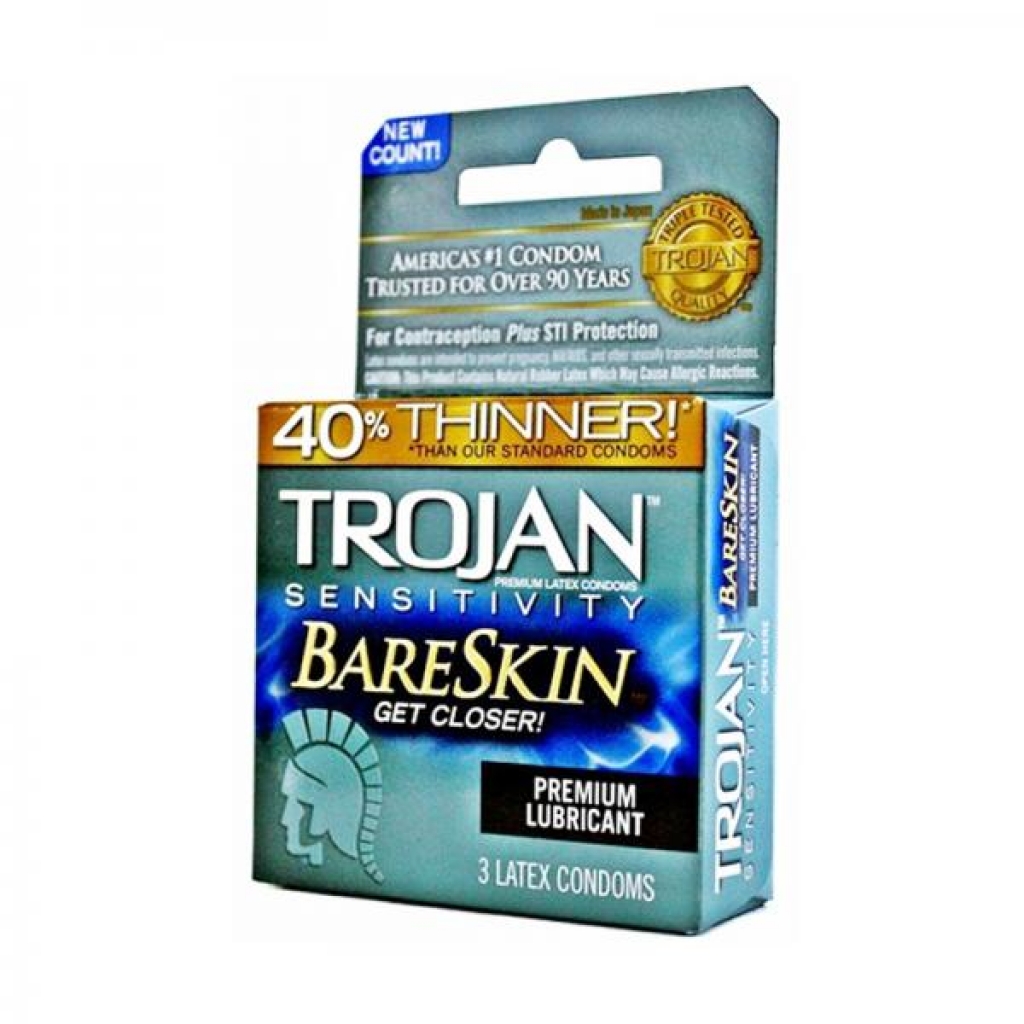 Trojan Bareskin Thinner Latex Condoms (3 Pack) - Condoms