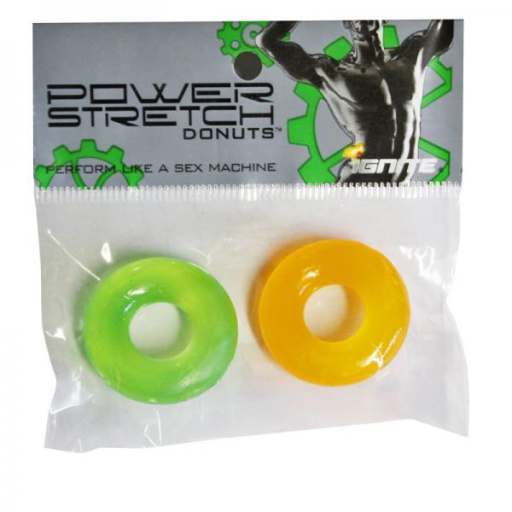 Power Stretch Donuts 2 Pack Orange/Green Rings - Classic Penis Rings