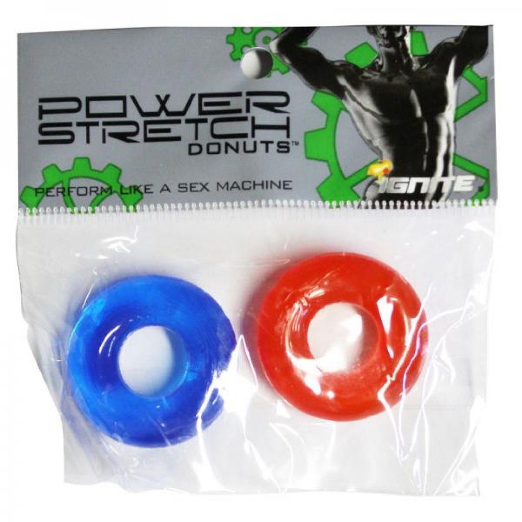 Si Power Stretch Donuts 2pk Red/blue - Classic Penis Rings