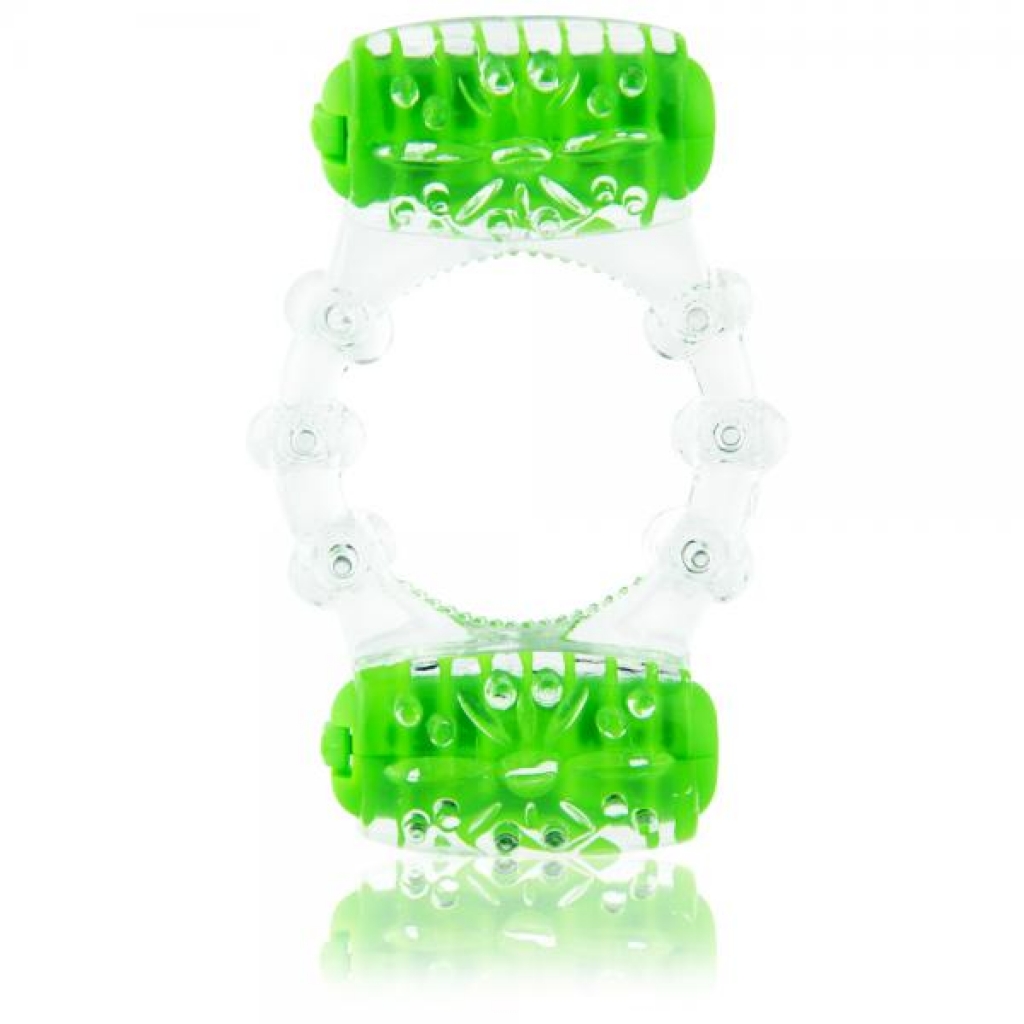 Color Pop Two O Quickie Green Vibrating Ring - Couples Vibrating Penis Rings