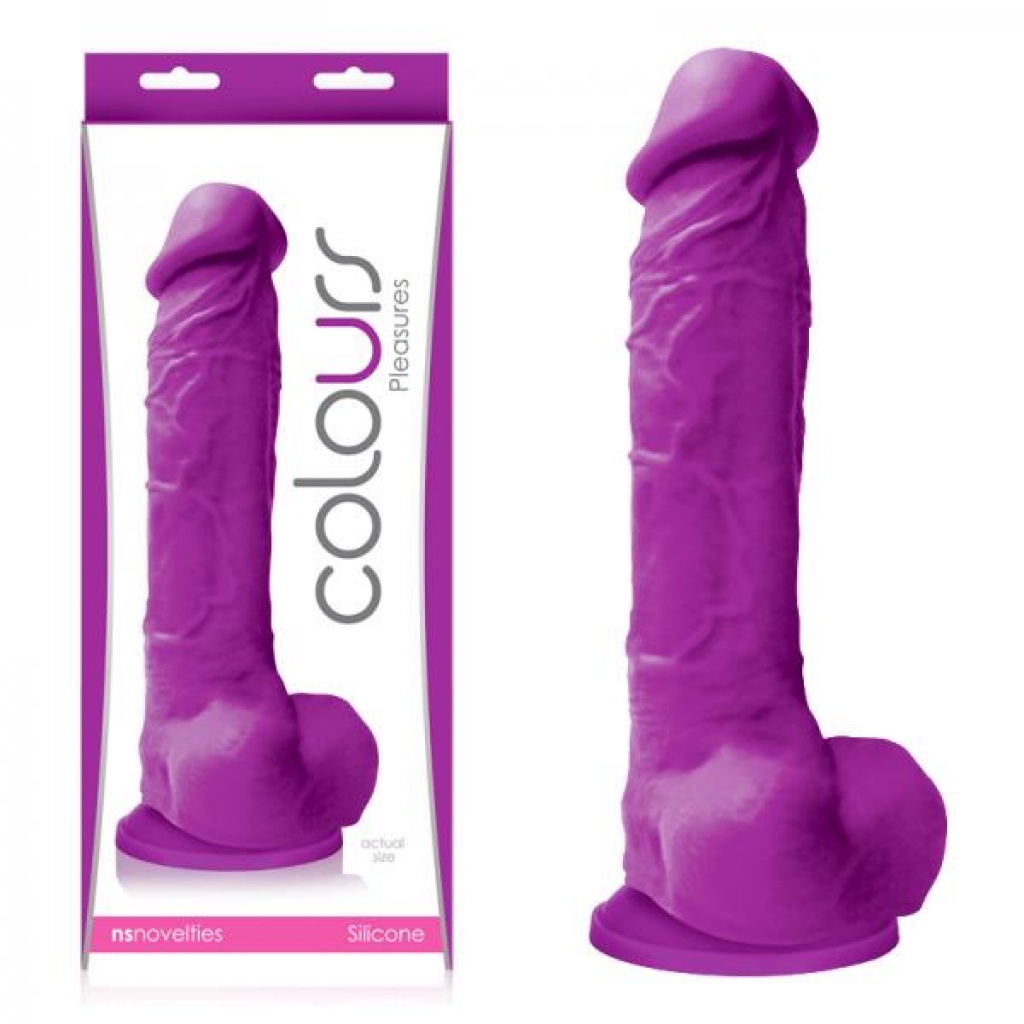 Colours Pleasures 8 inches Silicone Dildo - Purple - Realistic Dildos & Dongs