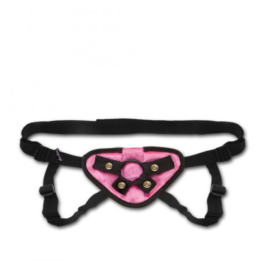 Lux Fetish Velvet Strap On Harness Pink O/S - Harnesses