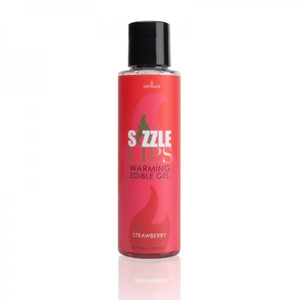 Sizzle Lips Edible Warming Gel Strawberry 4.2oz - Lickable Body