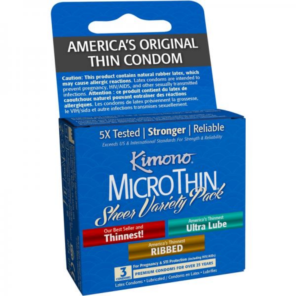 Kimono Microthin Sheer Variety Pack 3 Condoms - Condoms