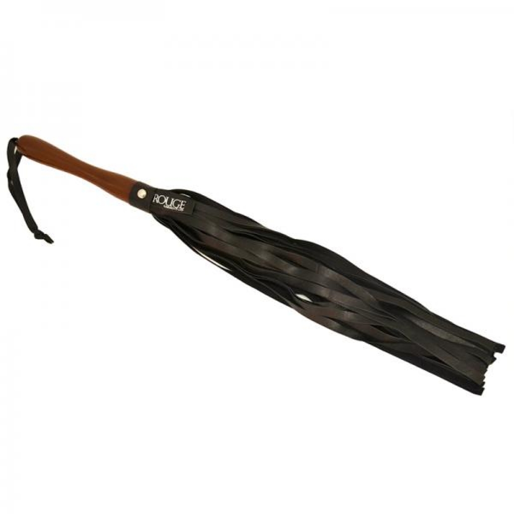 Rouge Leather Wooden Handle Flogger Black - Floggers