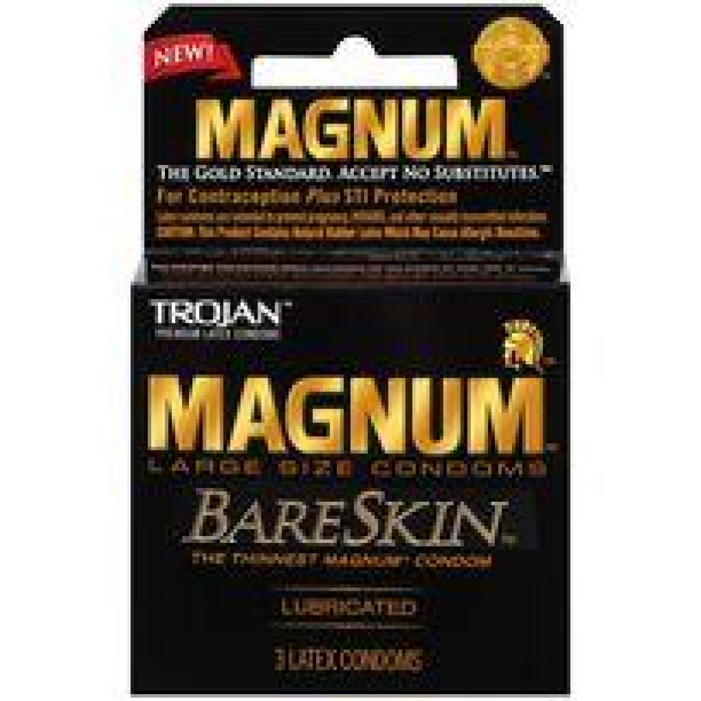 Trojan Magnum Bareskin 3 Pack Large Size Condoms - Condoms