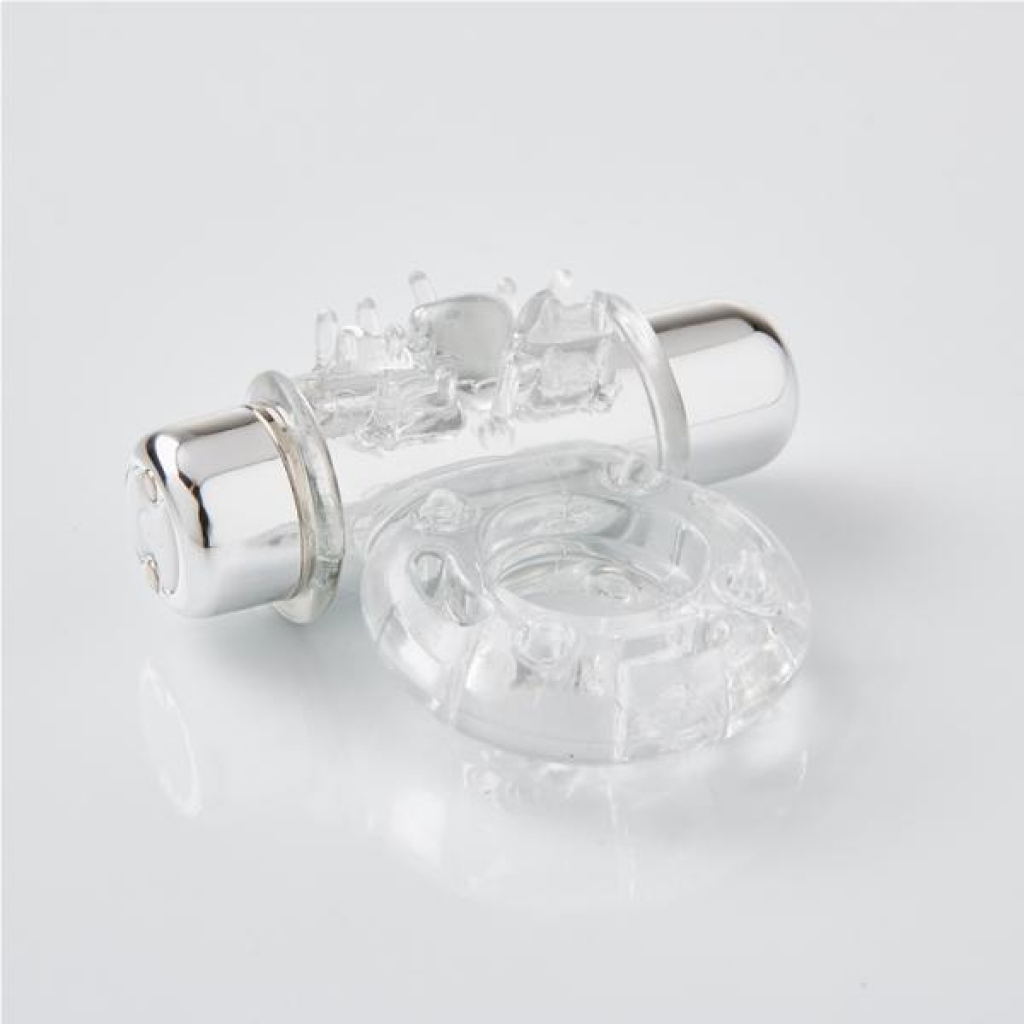 Sensuelle Bullet Ring 7 Function Cockring Clear - Couples Vibrating Penis Rings
