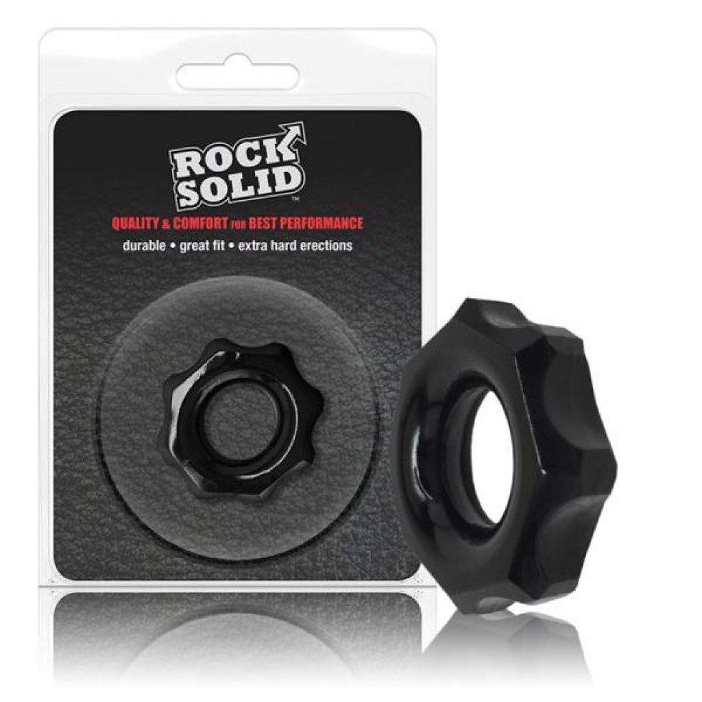 Rock Solid Gear Black C Ring In A Clamshell - Stimulating Penis Rings