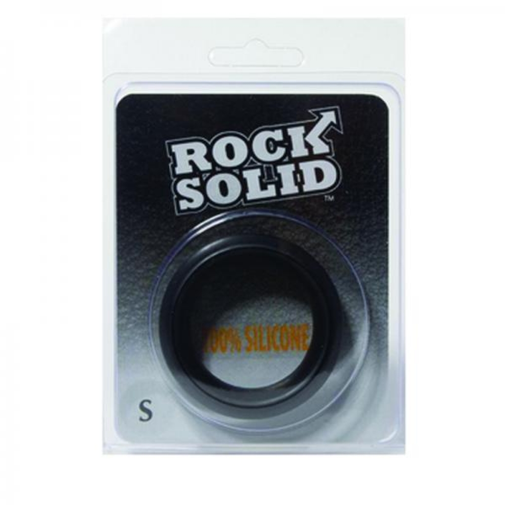 Rock Solid Silicone Black C Ring, Small (1 3/4in) In A Clamshell - Couples Vibrating Penis Rings