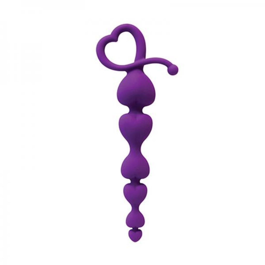 Gossip Hearts On A String Silicone Anal Beads Purple - Anal Beads