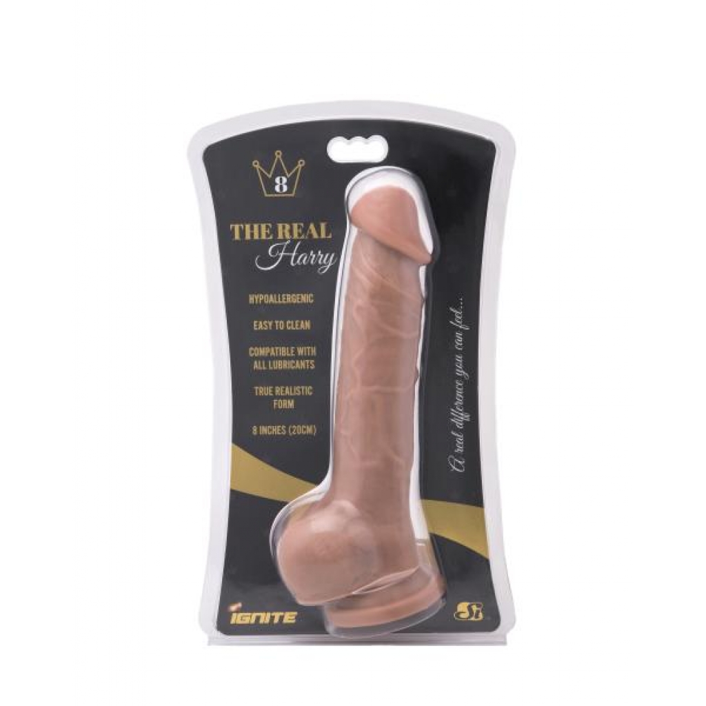 Real Harry 8 inches Dildo Balls Suction Cup Caramel - Realistic Dildos & Dongs