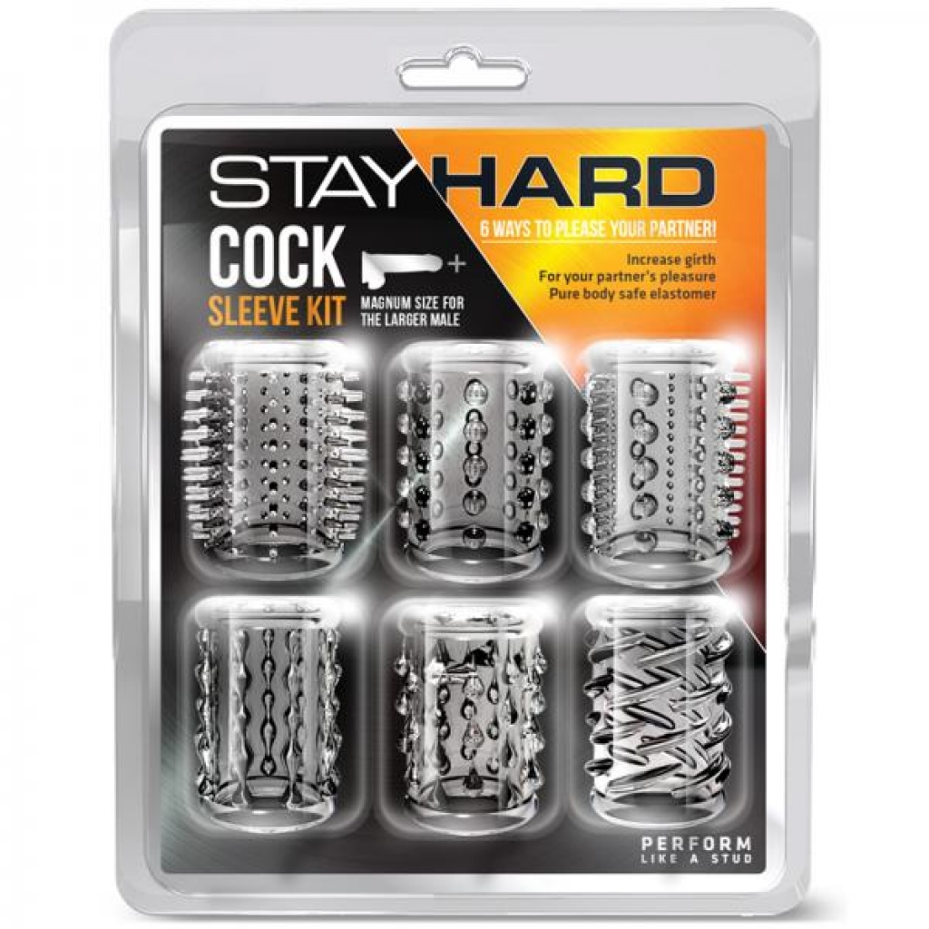 Stay Hard Cock Sleeve Kit Clear 6 Pack - Penis Sleeves & Enhancers