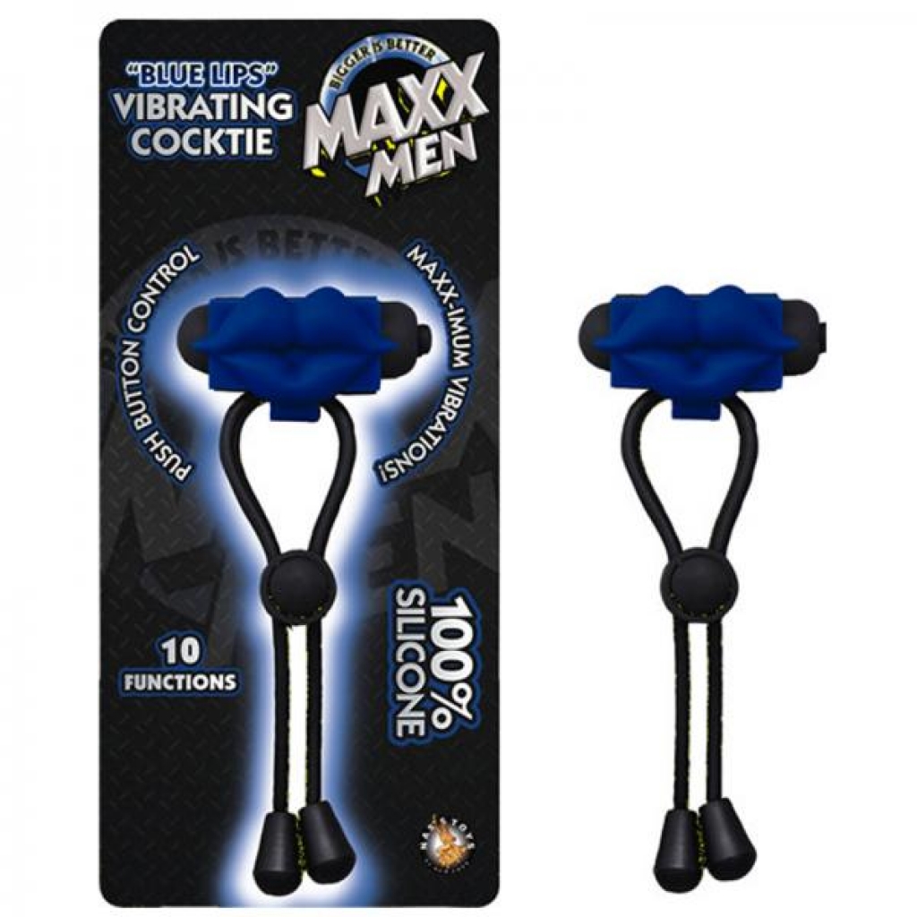 Maxx Men Blue Lips Vibrating Cocktie Blue - Couples Vibrating Penis Rings