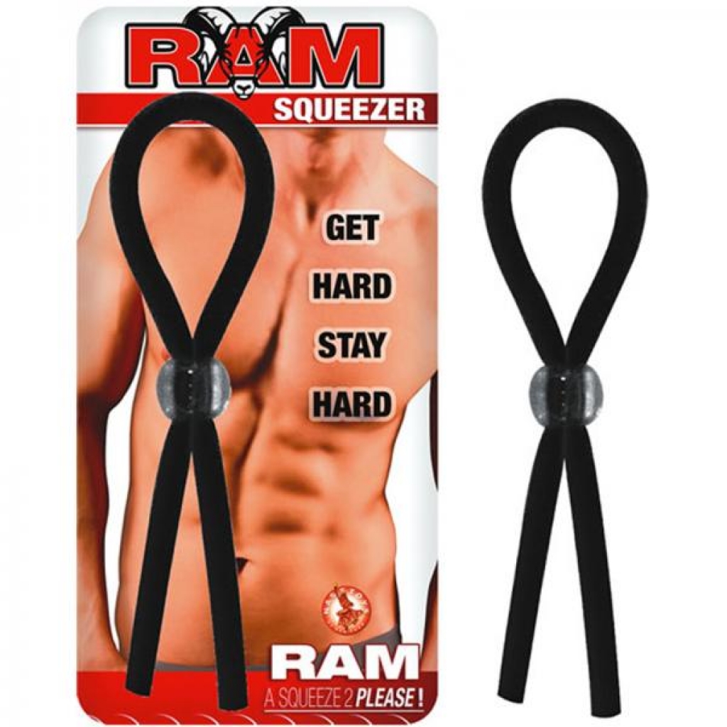 Ram Squeezer Black Cock Ring - Adjustable & Versatile Penis Rings