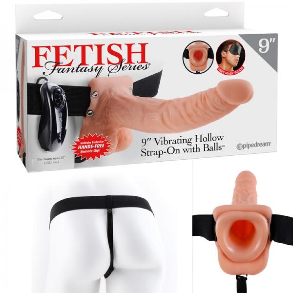 Fetish Fantasy 9in Vibrating Hollow Strap-on With Balls Flesh - Hollow Strap-ons