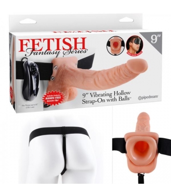 Fetish Fantasy 9in Vibrating Hollow Strap-on With Balls Flesh - Hollow Strap-ons